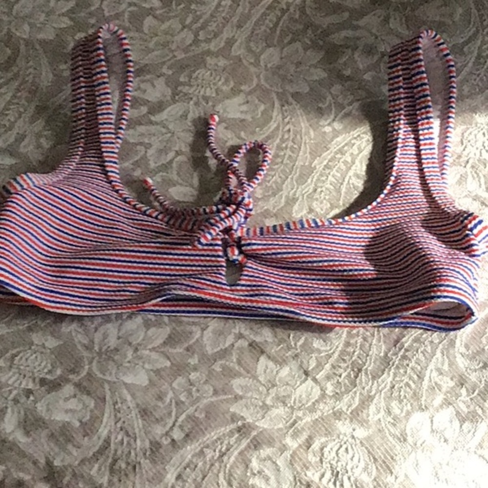 Onia Striped Bikini Top - Red, Blue, White